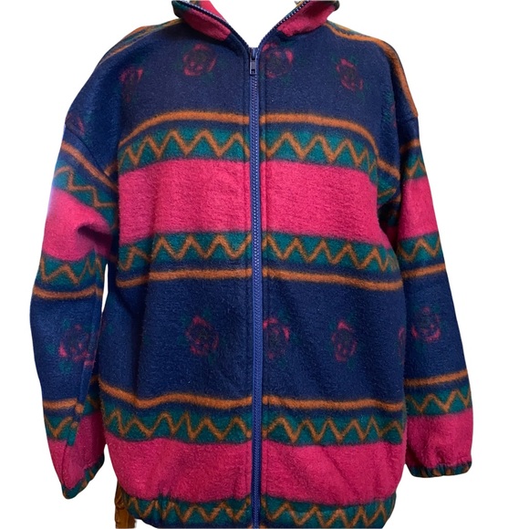 Vintage Southwestern fleece shacket roses Aztec zipper Yellowstone jacket - Picture 10 of 14